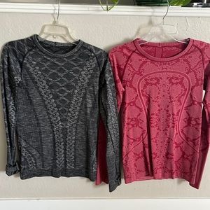Lululemon long sleeve,thumb hole. Both Like new condition. Price for both(firm).